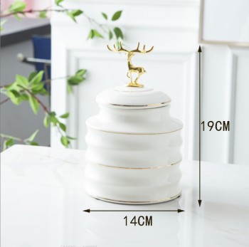 Hũ gốm sứ nắp hươu vàng cao cấp